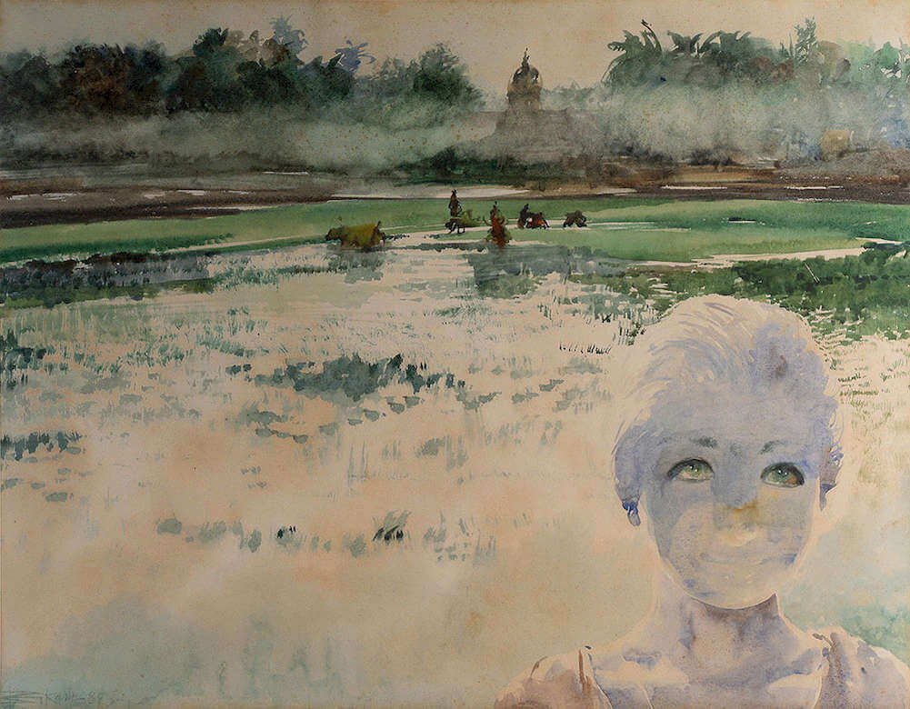 Bikash Bhattacharjee Landscape Watercolour on Paper 18 x 23 inches 1989