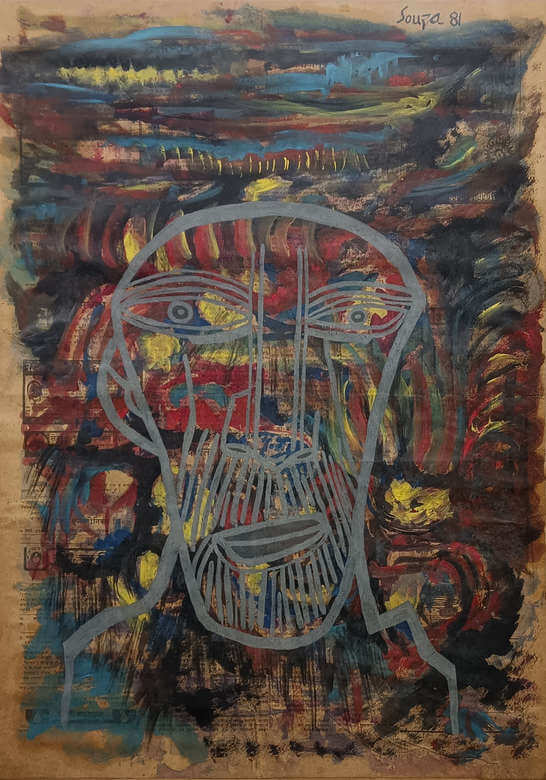 F.N Souza, Untitled, Mixed Media on Paper, 23.5 x 16.7 Inches, 1981