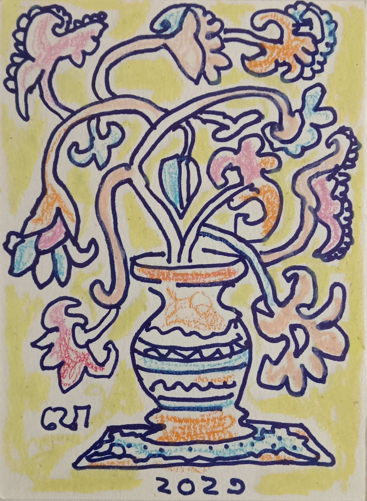 Jogen Chowdhury, Untitled, Mixed Media on Paper, 7 x 5 inches, 2023