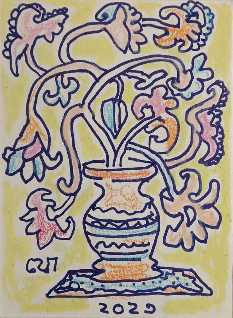 Jogen Chowdhury, Untitled, Mixed Media on Paper, 7 x 5 inches, 2023