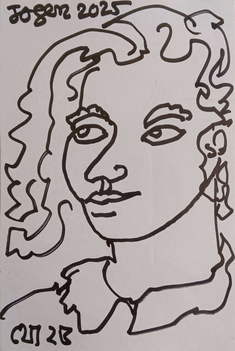 Jogen Chowdhury, Untitled, Pen Ink on Paper, 6 x 4 Inches, 2025