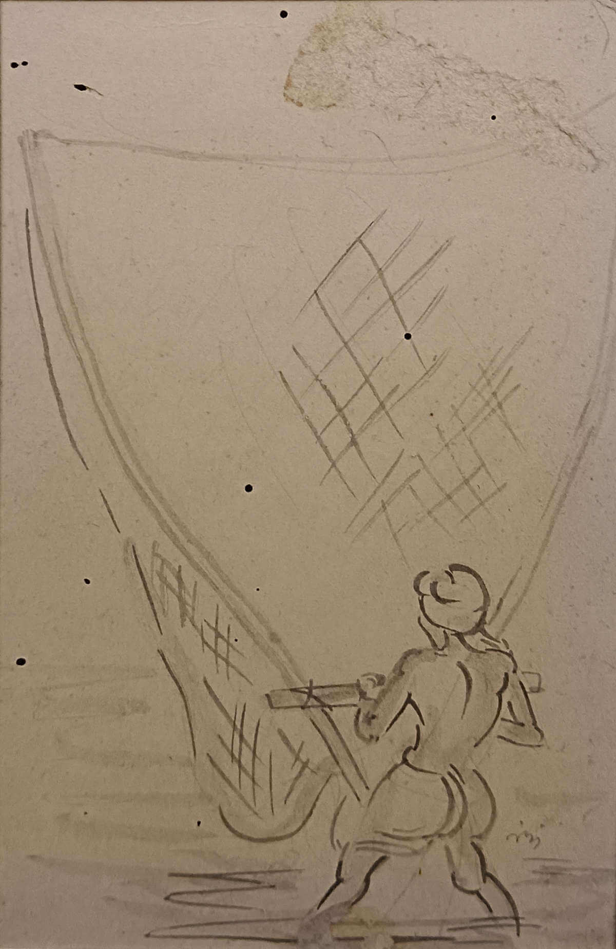 Nandalal Bose Untitled Drawing on Paper 5.5 x 3.5 inches (Recto)