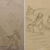 Nandalal Bose Untitled Drawing on Paper 5.5 x 3.5 inches (Recto Verso)