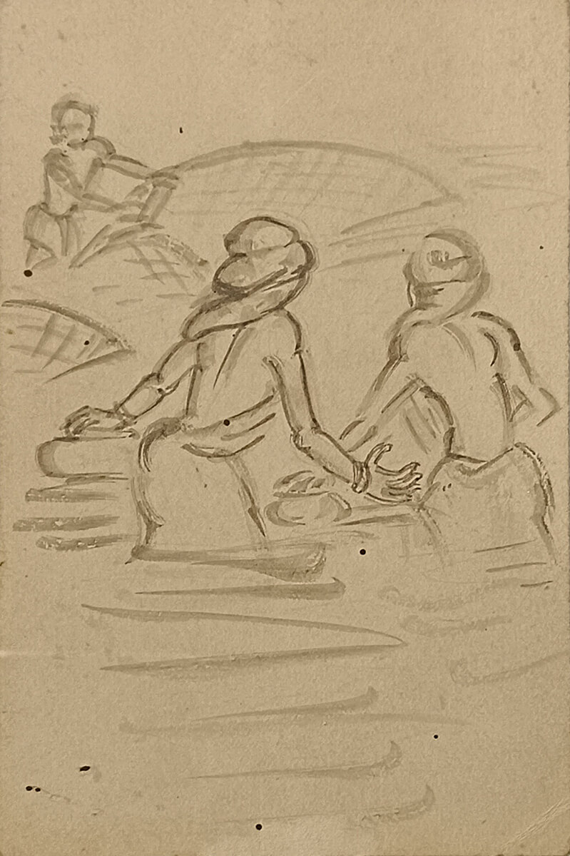 Nandalal Bose Untitled Drawing on Paper 5.5 x 3.5 inches (Verso)