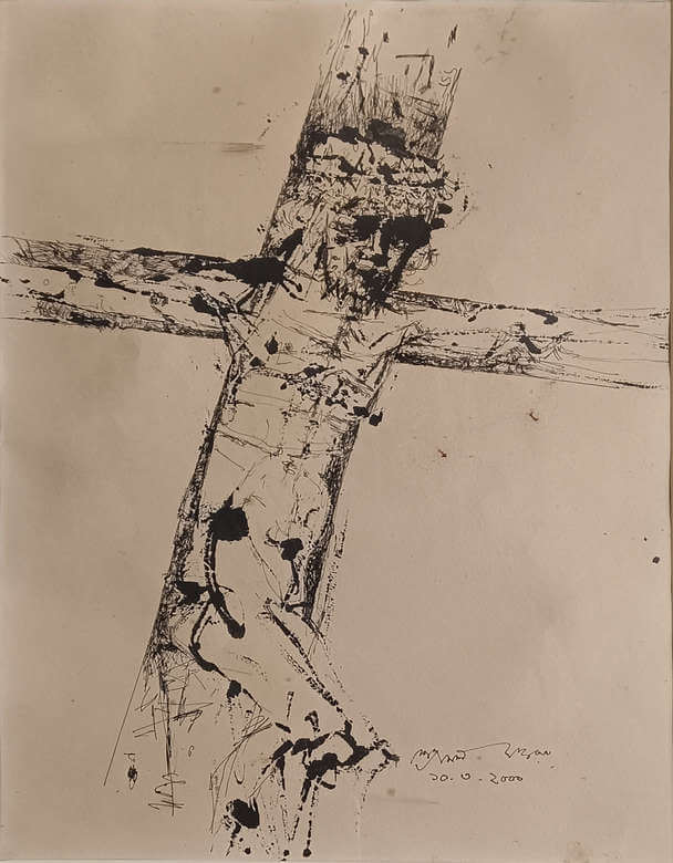 Shyamal Dutta Ray Christ Ink on Paper 14.5 x 10.5 inches 2000
