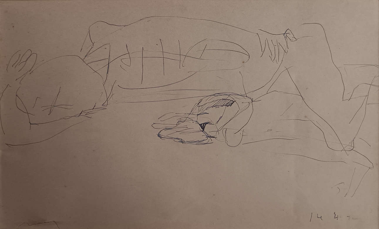 Somnath Hore, Untitled, Pen & Ink on Paper, 7 x 10.8 Inches, 1972