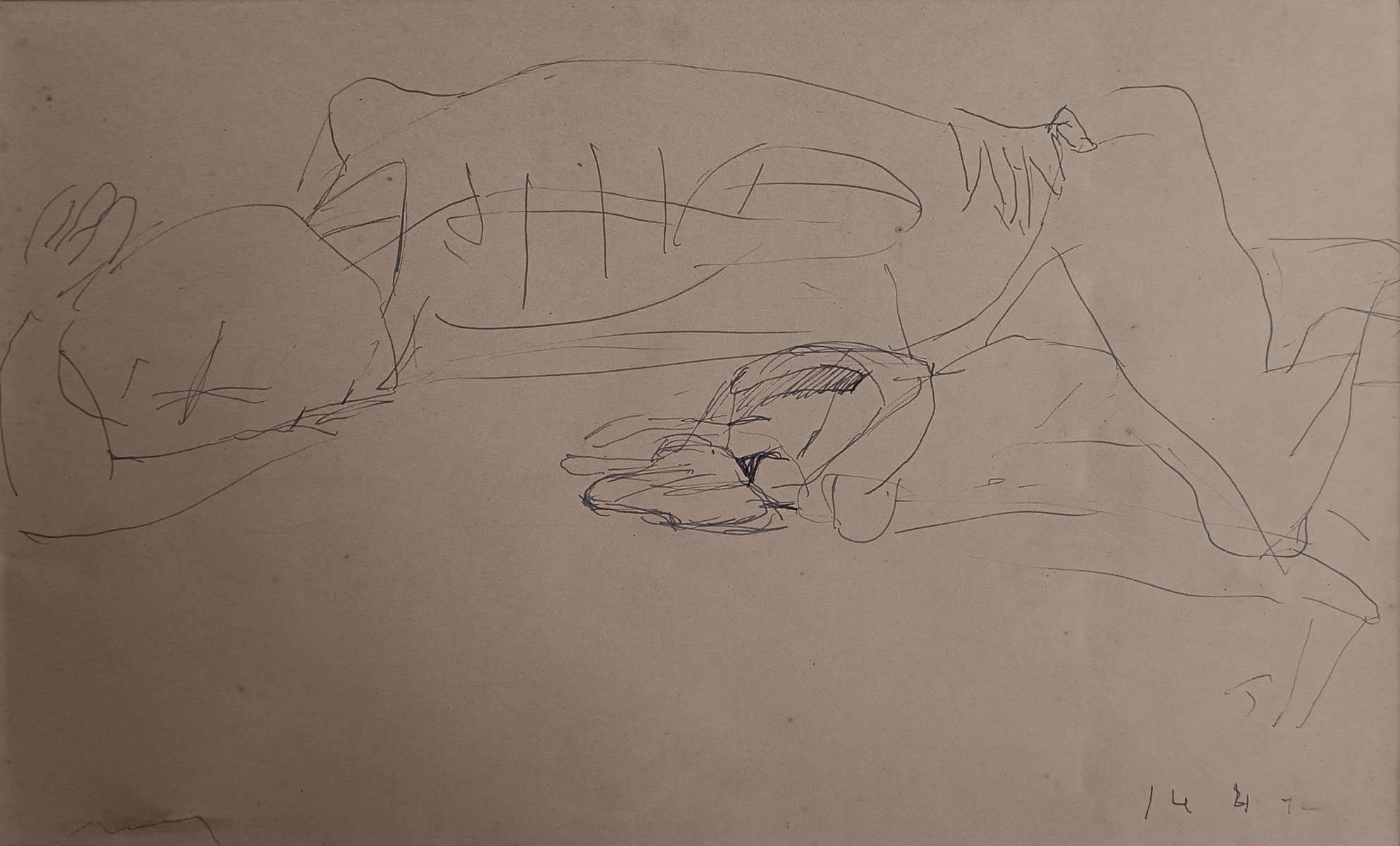 Somnath Hore, Untitled, Pen & Ink on Paper, 7 x 10.8 Inches, 1972