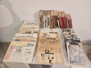Old Story | Wood and Paint | 30 x 36 inches (13 pcs. Newspaper | 17 pcs Books)