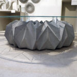 Constellation Coffee Table  |  Cast Concrete, Etched Glass Top  |  H 18 x Base Dia 48 inches  |  Glass Dia 60 inches  |  2026