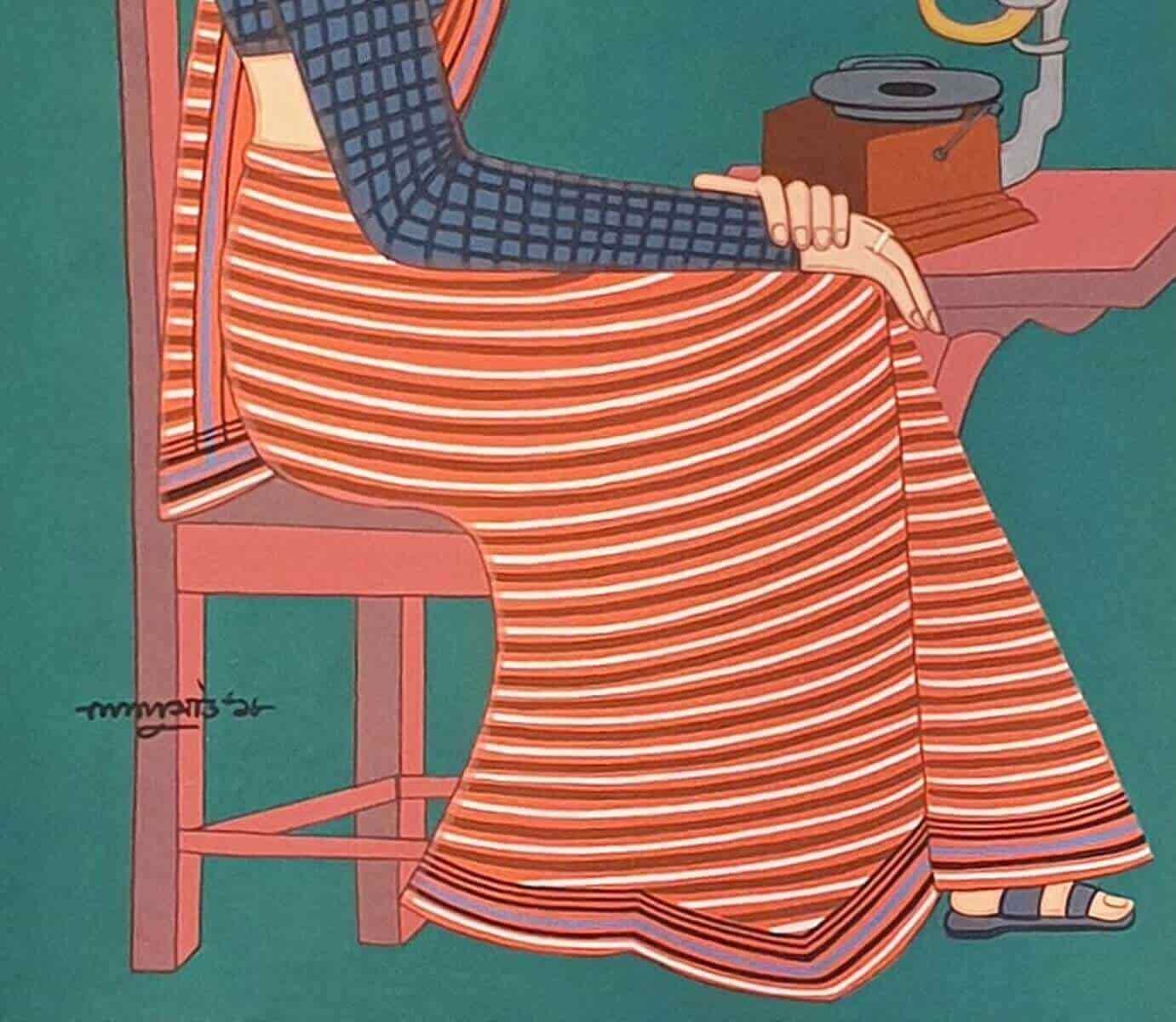 Lalu Prasad Shaw Bibi Tempera on Board 24 x 18 inches 2018