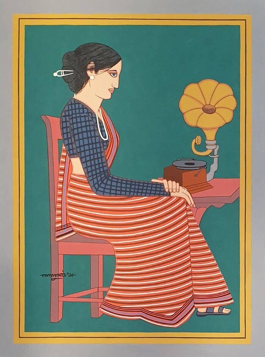 Lalu Prasad Shaw Bibi Tempera on Board 24 x 18 inches 2018