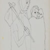 Somnath Hore Family Pen & Ink on Paper 13.6 x 10 inches 1991
