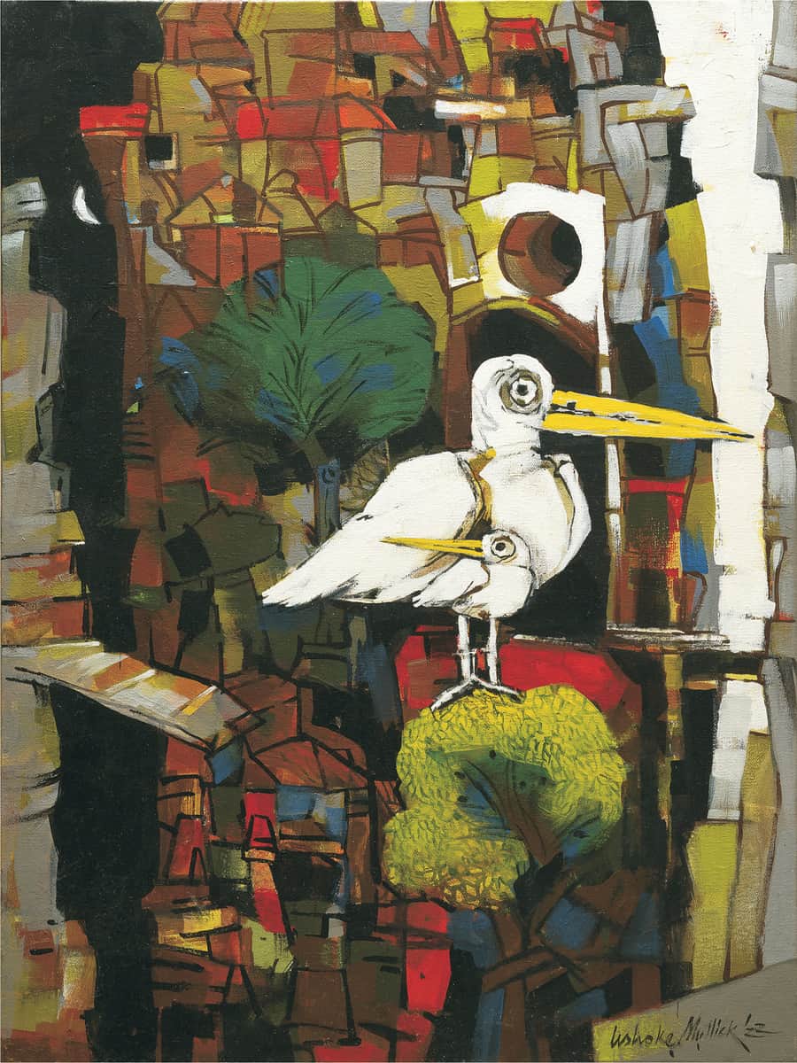 Ashoke Mullick Birds Nest Acrylic on Canvas 24 x 18 inches 2022