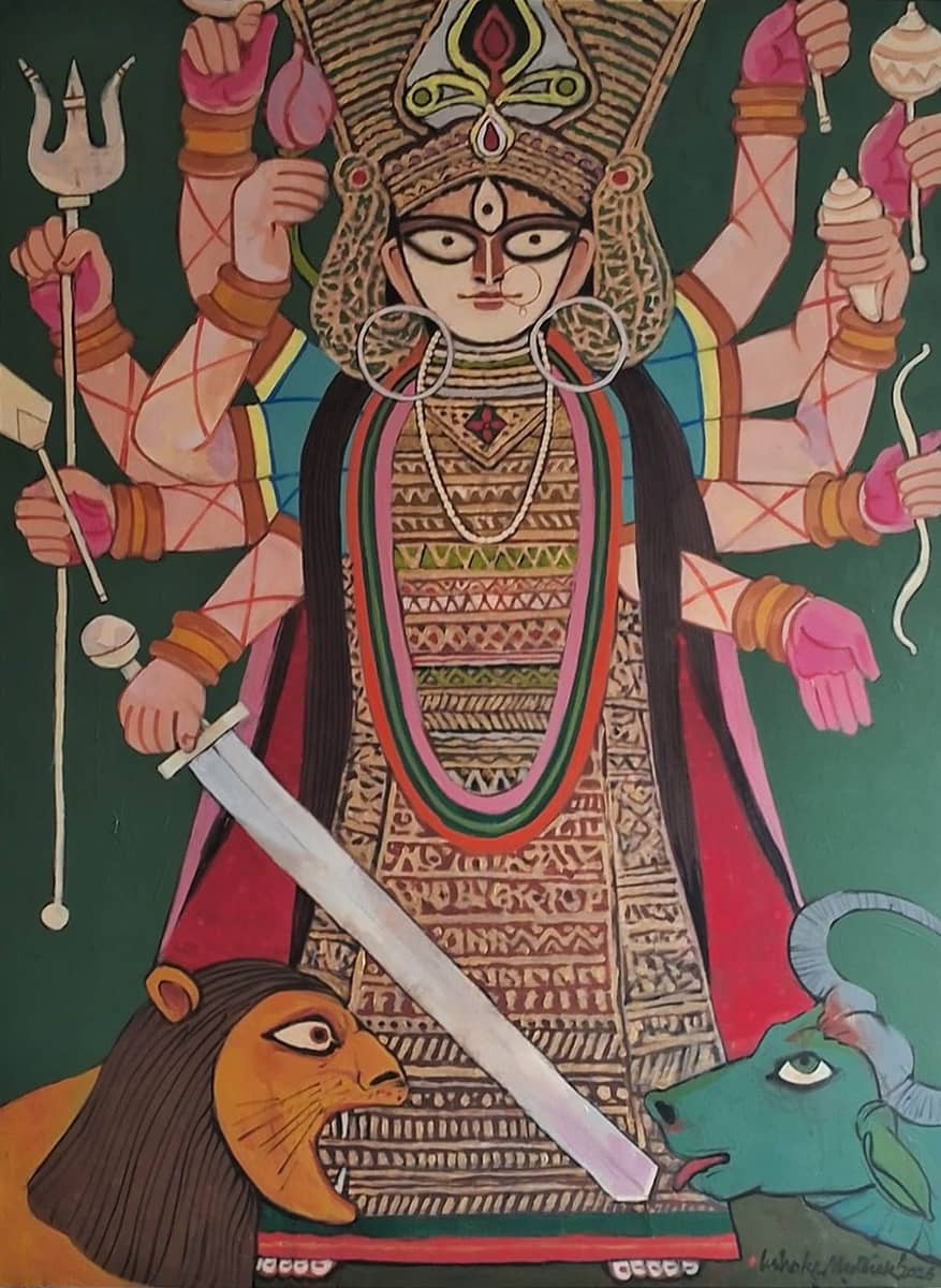 Ashoke Mullick Durga Acrylic on Canvas 30 x40 inches 2026