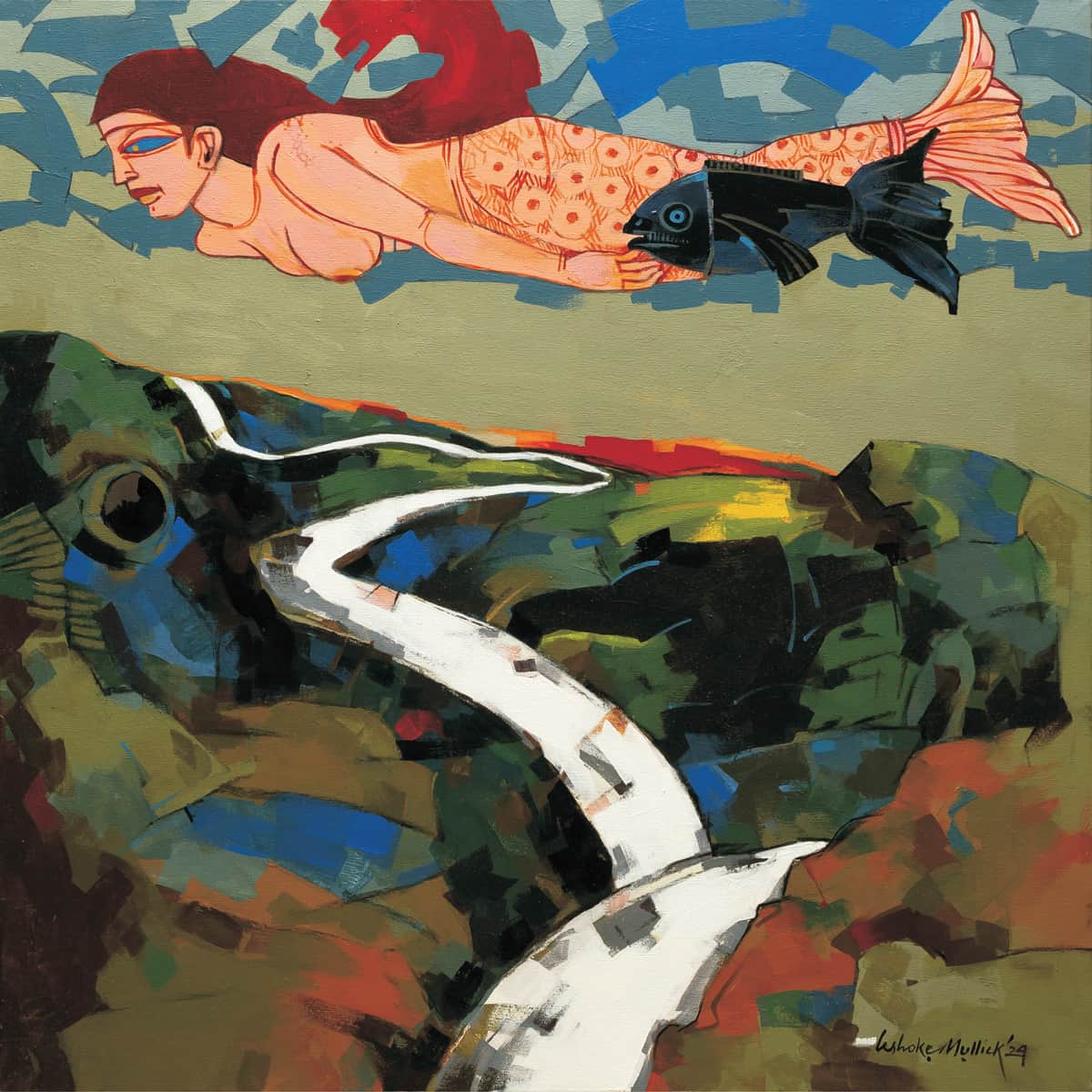 Ashoke Mullick Way of Dream Acrylic on Canvas 30 x 30 inches 2024