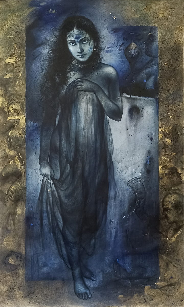 Gouranga Beshai Devotee Acrylic on Canvas 36 x 60 inches 2023