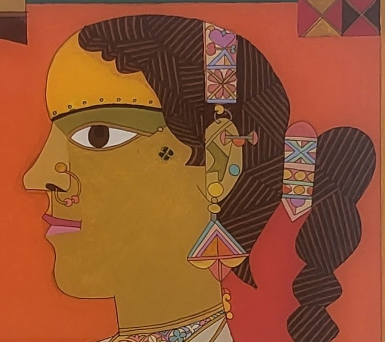 Laxma Goud Untitled ( Woman with the Parrot ) Acrylic on Reverse on Acrylic Sheet 19 x 14.5 inches 2016 (1)