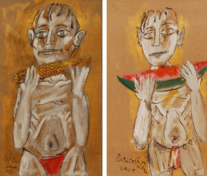 Boy Eating Watermelon & Boy Eating Corn (Set of 2 Works)