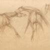 Sunil Das Early Horses-I Conte on Paper 29 x 18.5 inches 1960