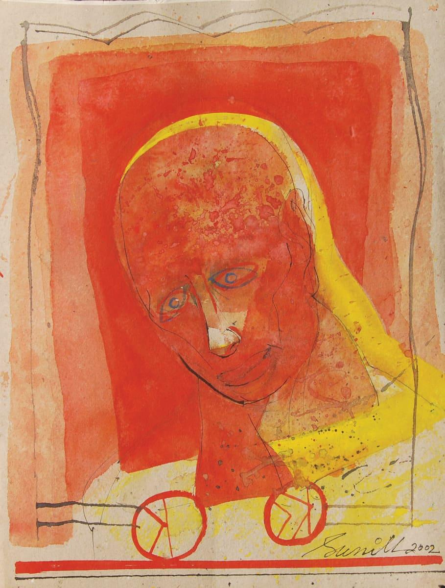 Sunil Das Head Mixed Media on Board 15.25 x 19.25 inches 2002