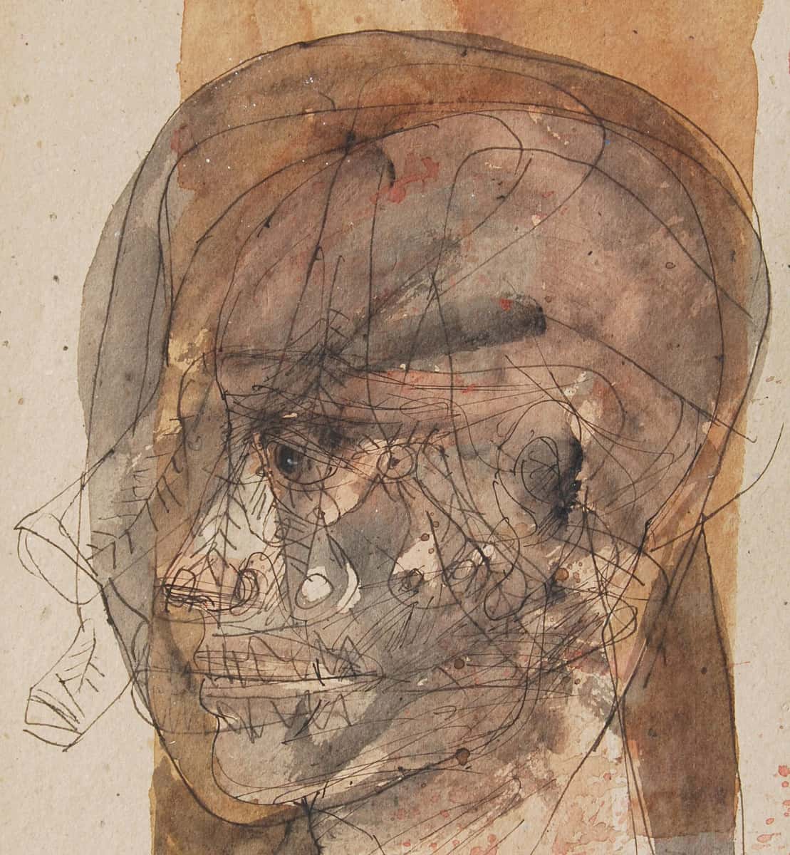 Sunil Das Head Mixed Media on Board 15x20 inches 2002