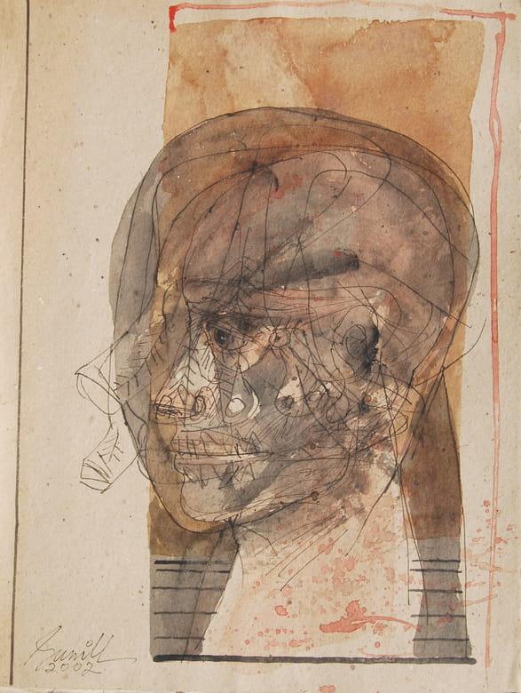 Sunil Das Head Mixed Media on Board 15x20 inches 2002