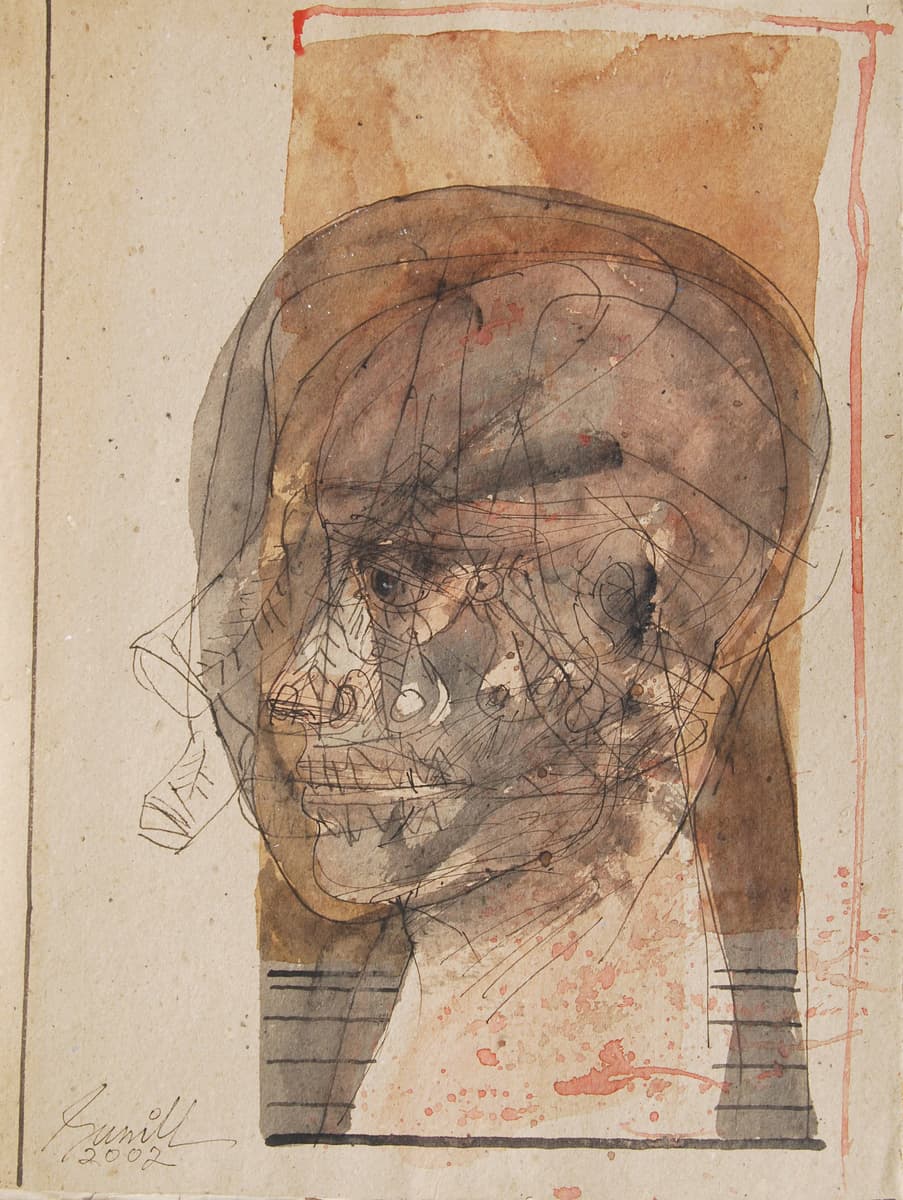 Sunil Das Head Mixed Media on Board 15x20 inches 2002