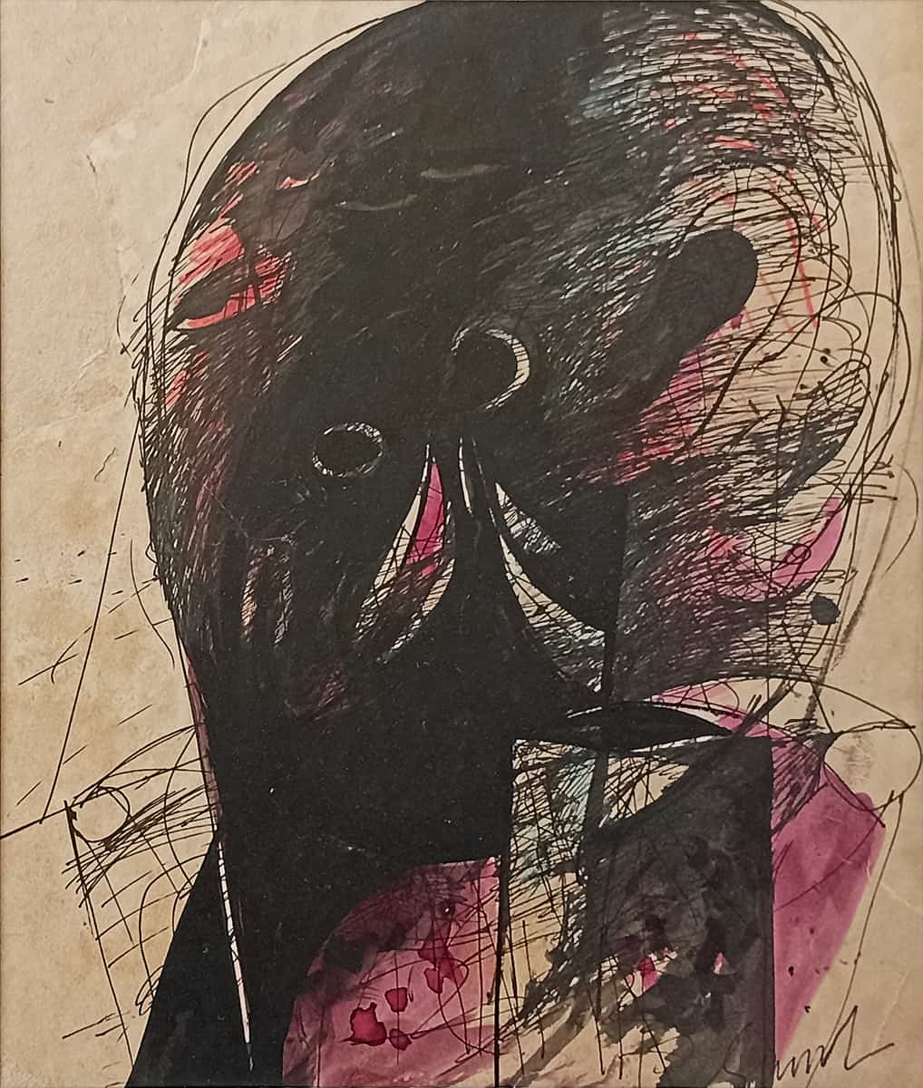 Sunil Das Head Mixed Media on Paper 12.5 x 10.25 inches