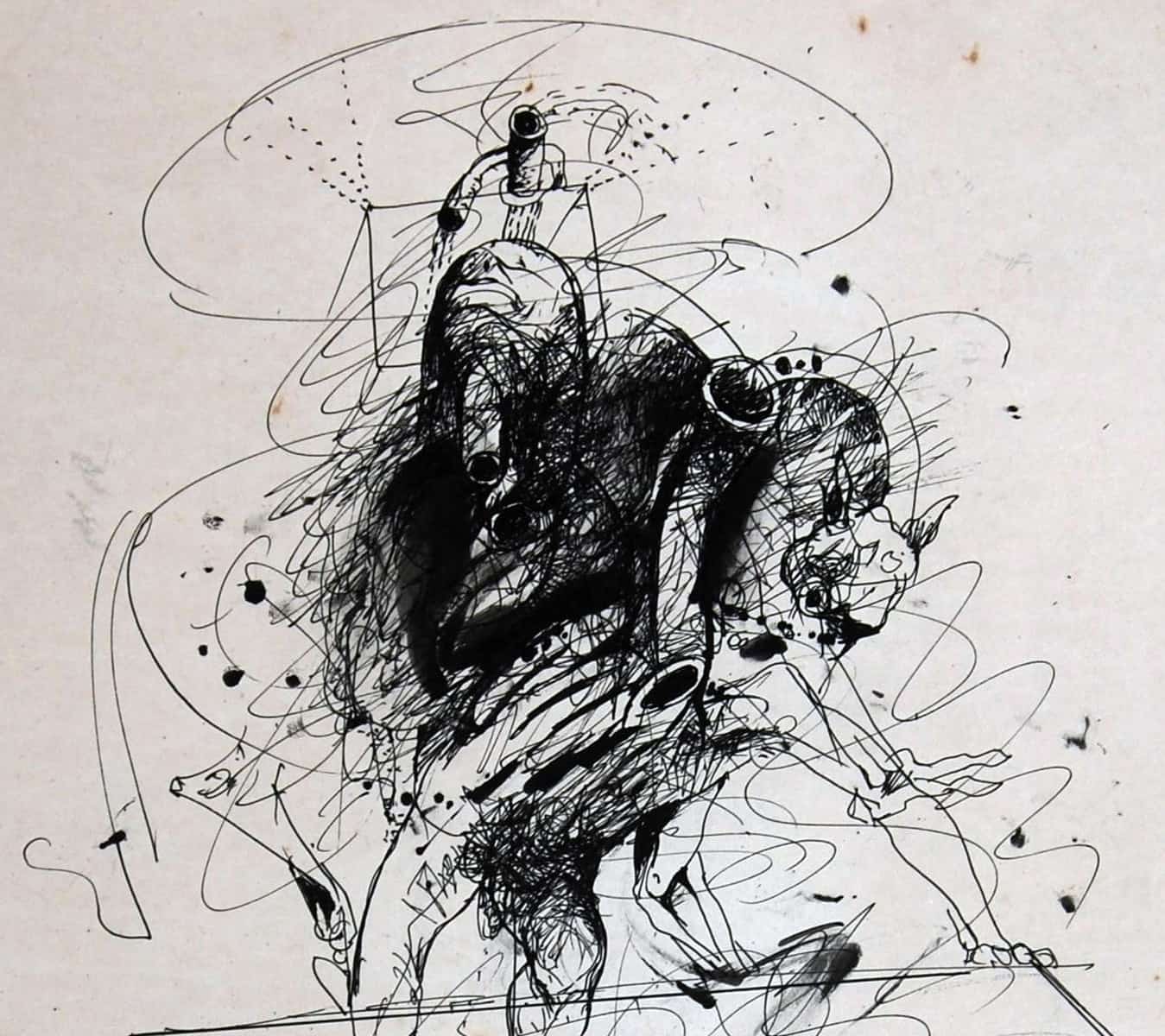 Sunil Das, Pen and Ink on paper, 22 x 13.5 inches, 1983