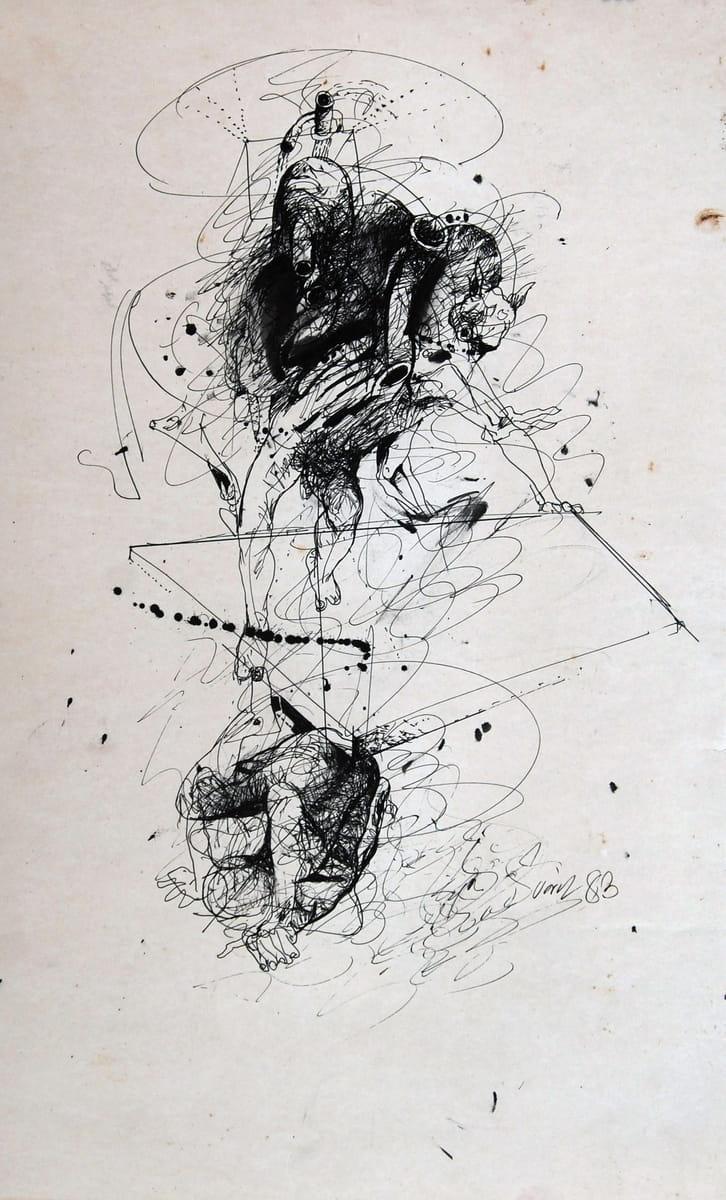 Sunil Das, Pen and Ink on paper, 22 x 13.5 inches, 1983