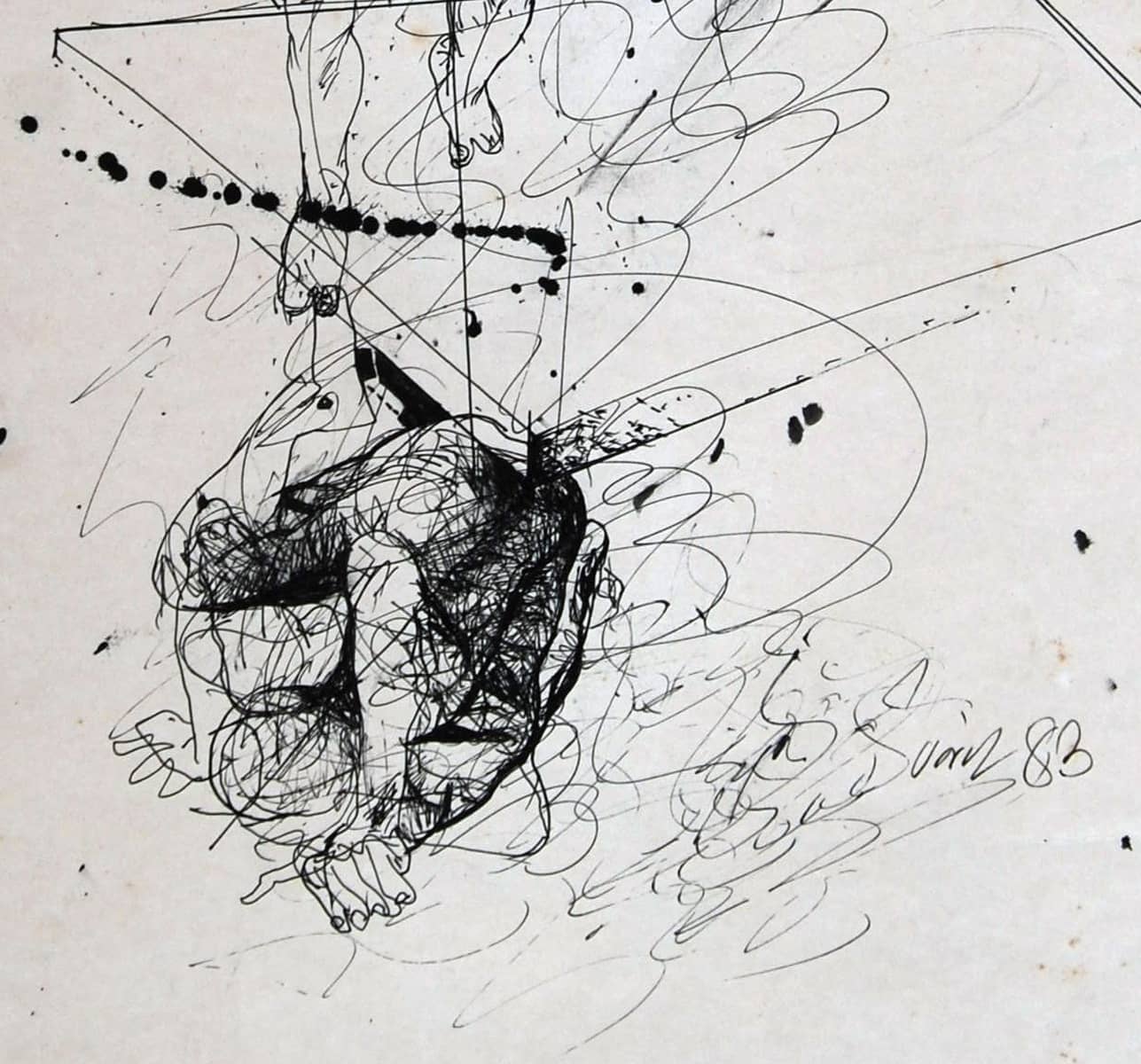 Sunil Das, Pen and Ink on paper, 22 x 13.5 inches, 1983