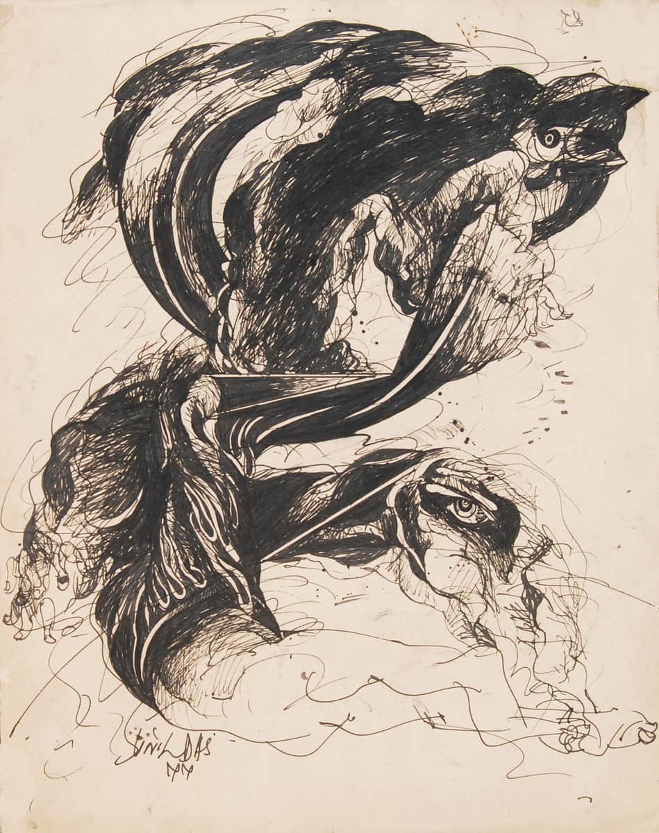 Sunil Das Untitled Ink on Paper 14 x 11 inches 1977