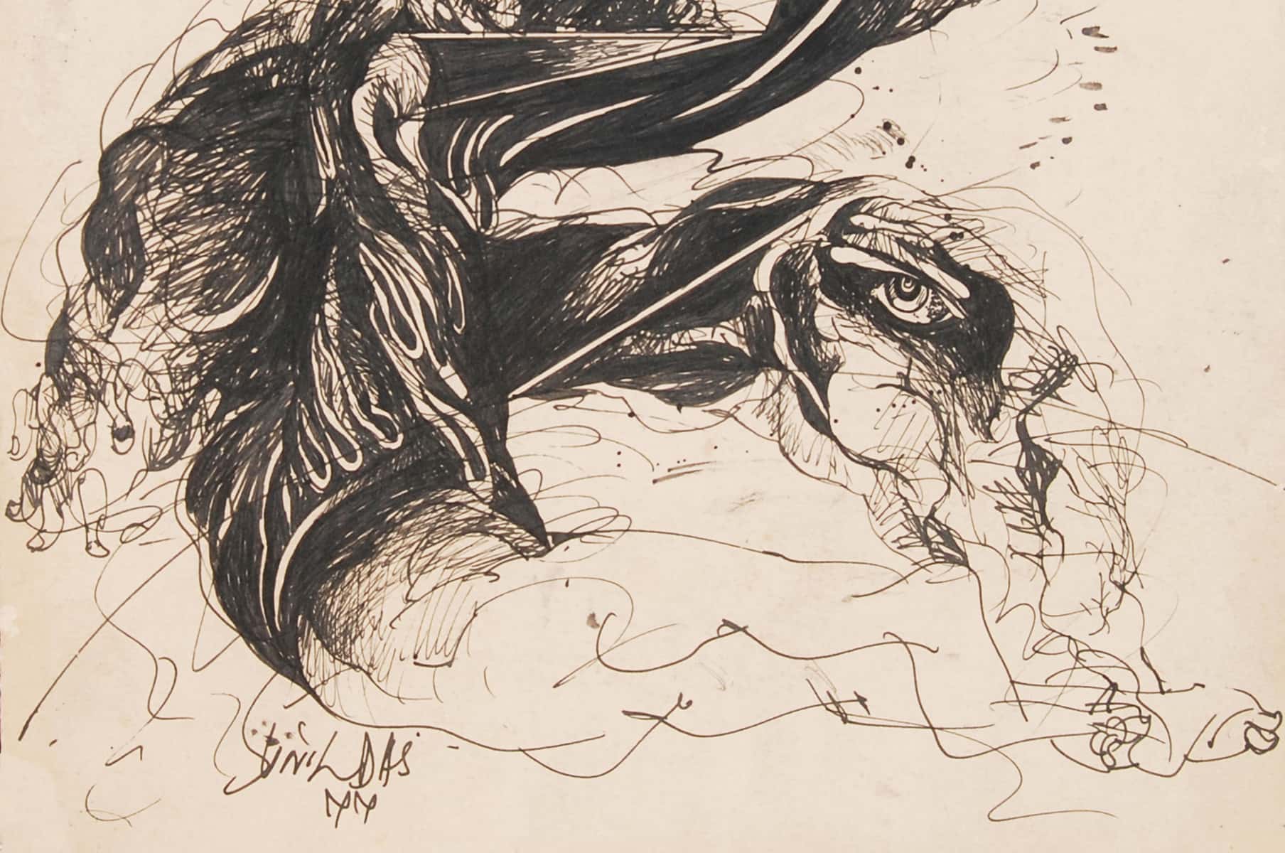 Sunil Das Untitled Ink on Paper 14 x 11 inches 1977