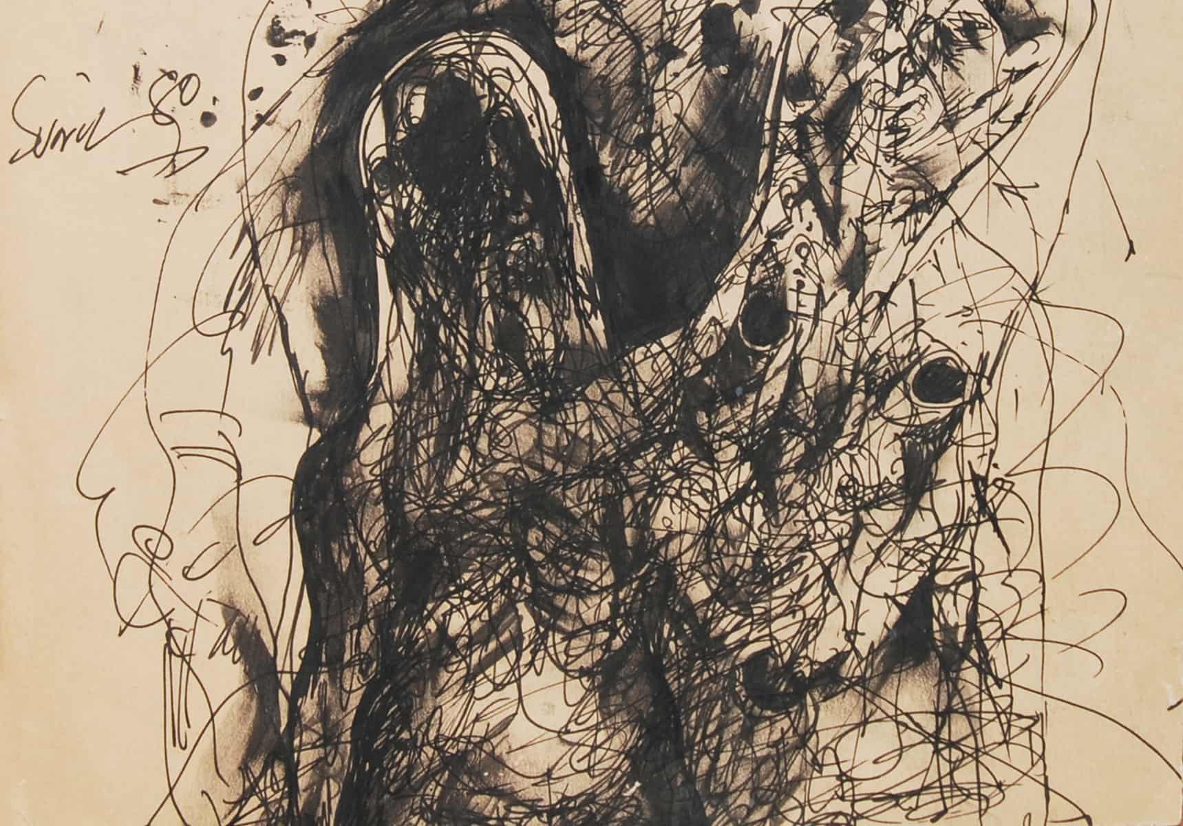 Sunil Das Untitled Jottings, Pen and Ink on Paper 13.5 x 10.5 inches 1980