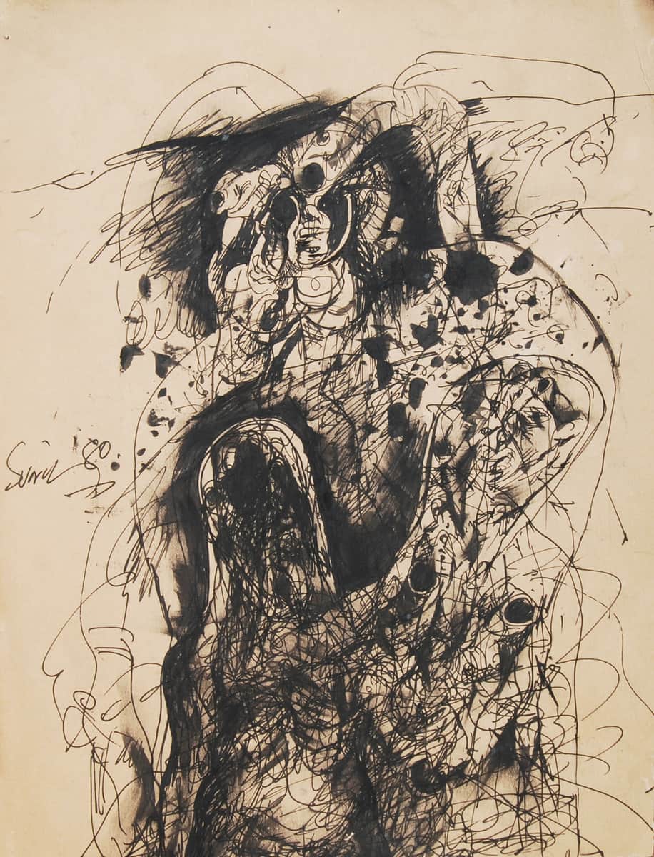 Sunil Das Untitled Jottings, Pen and Ink on Paper 13.5 x 10.5 inches 1980