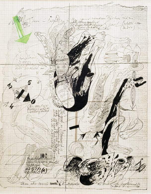 Sunil Das Untitled Pen & Ink on Graph Paper 17 x 13.5 inches 1993