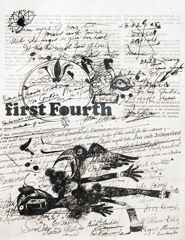 Sunil Das Untitled, Span Drawing & Jottings on Printed Page of Span Magazine, 12 x 9 inches, 1970
