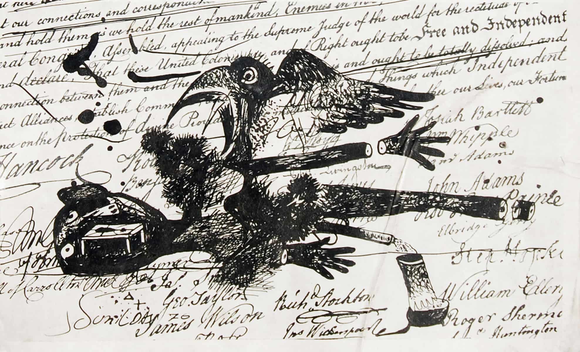 Sunil Das Untitled, Span Drawing & Jottings on Printed Page of Span Magazine, 12 x 9 inches, 1970