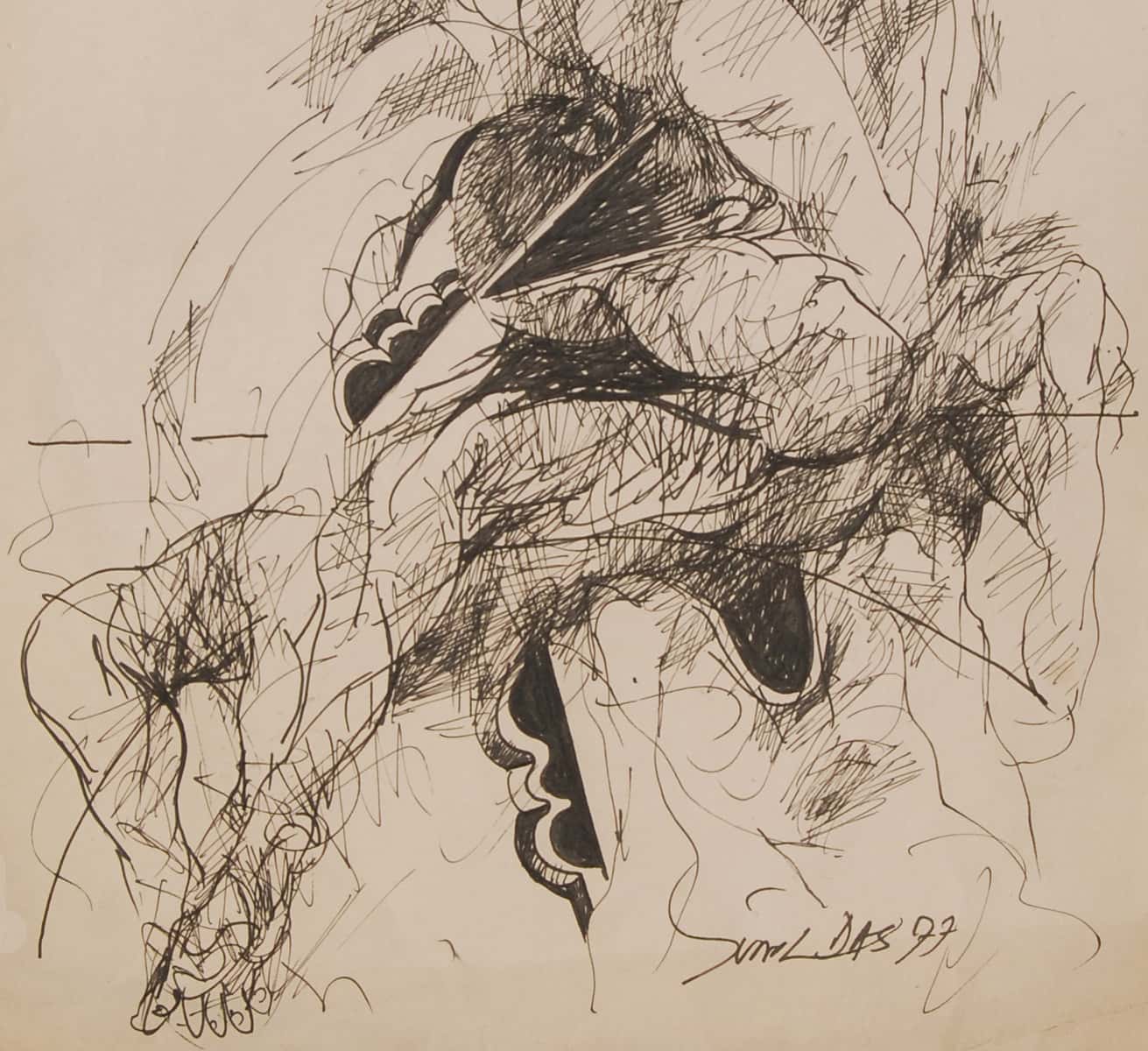 Sunil Das Untitled Ink on Paper 13.25 x 8.75 inches 1977