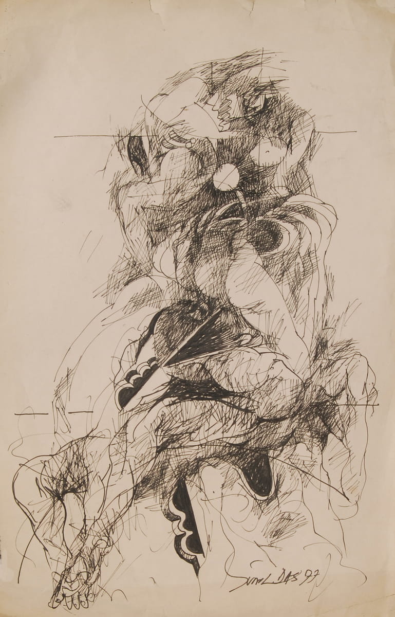 Sunil Das Untitled Ink on Paper 13.25 x 8.75 inches 1977