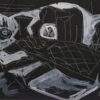 Somnath Hore Untitled Watercolour on Black Paper 4.5 x 5.5 inches