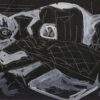 Somnath Hore Untitled Watercolour on Black Paper 4.5 x 5.5 inches