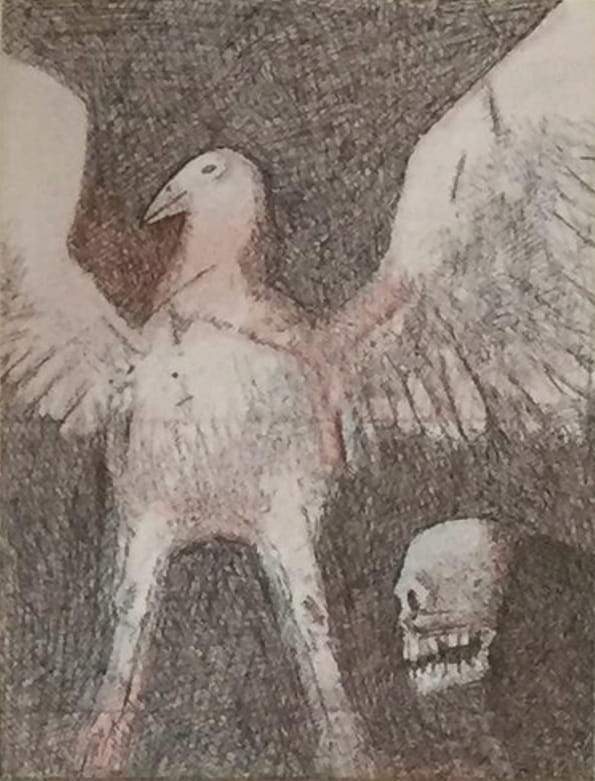 Ganesh Pyne The Wings Ink & Crayon on Paper 10.2 x 7.8 inches 2002