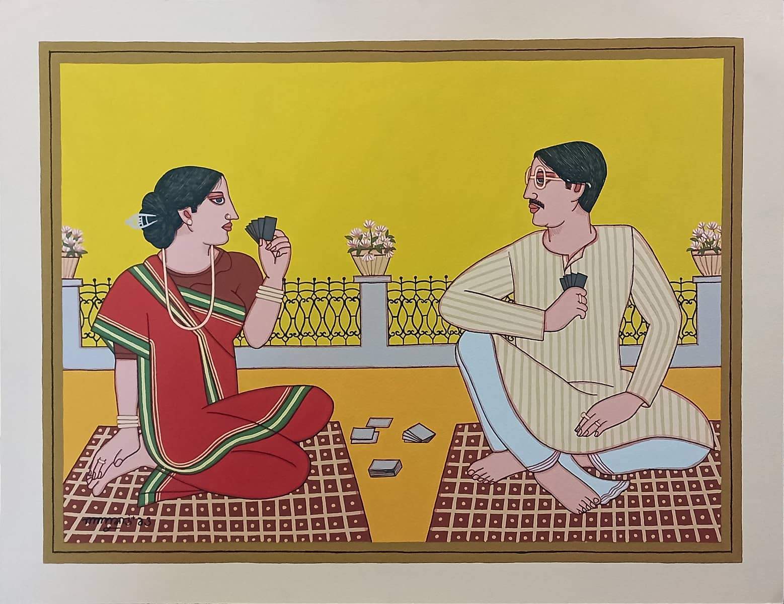 Lalu Prasad Shaw Babu Bibi Tempera on Board 28 x 22 inches 2015 (1)