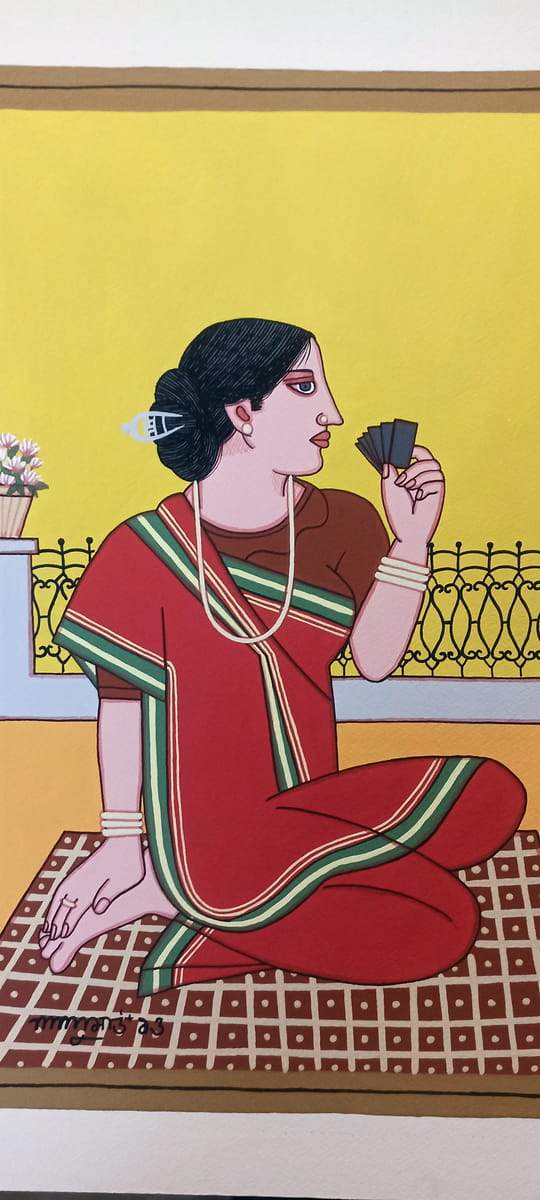Lalu Prasad Shaw Babu Bibi Tempera on Board 28 x 22 inches 2015 (2)