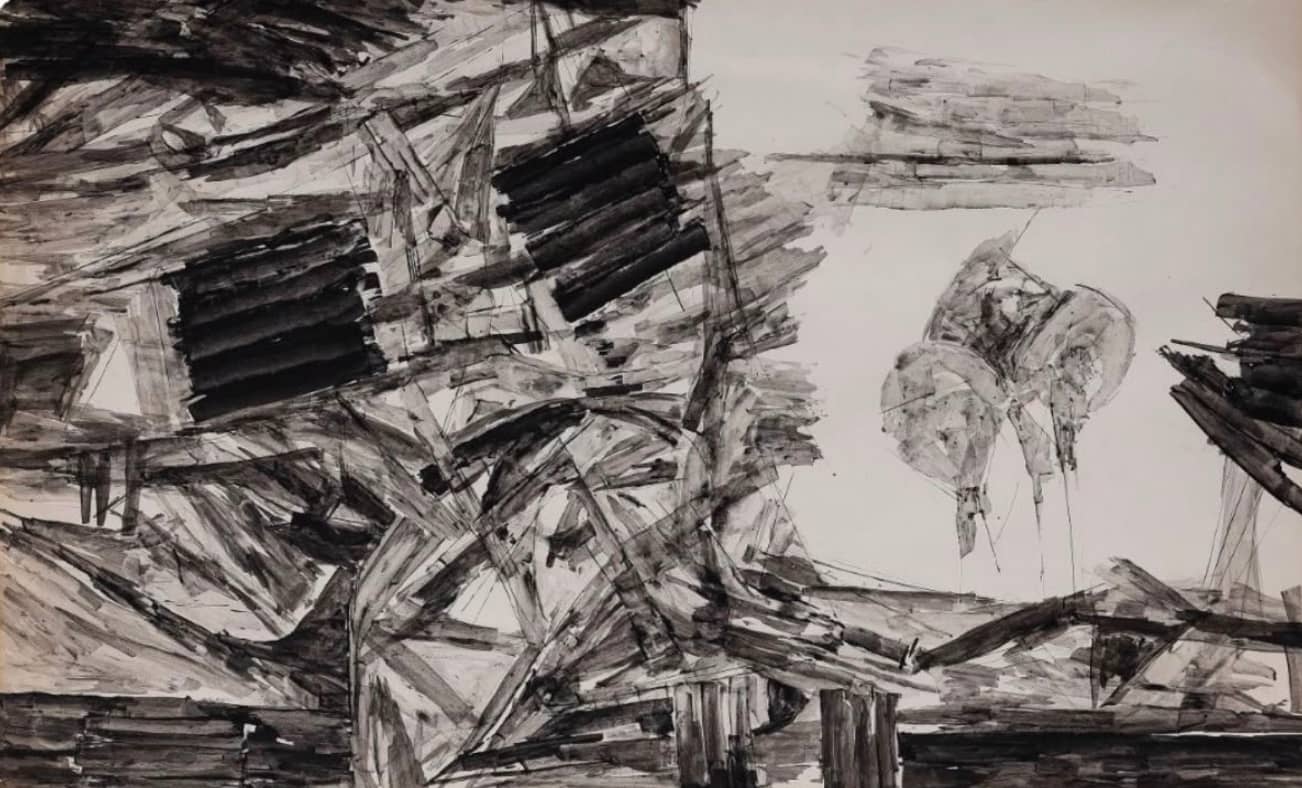 Ram Kumar Untitled Acrylic on Paper 21 x 35 inches 1988