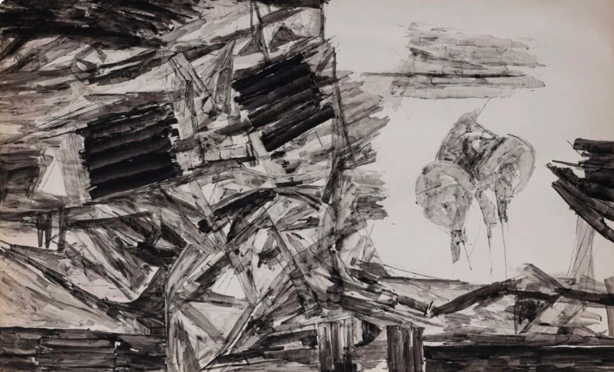 Ram Kumar Untitled Acrylic on Paper 21 x 35 inches 1988