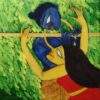Shuvaprasanna Golden Flute Acrylic on Canvas 24 x 24 inches
