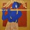 Shuvaprasanna Golden Flute Acrylic on Canvas 24 x 24 inches