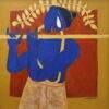 Shuvaprasanna Golden Flute Acrylic on Canvas 24 x 24 inches